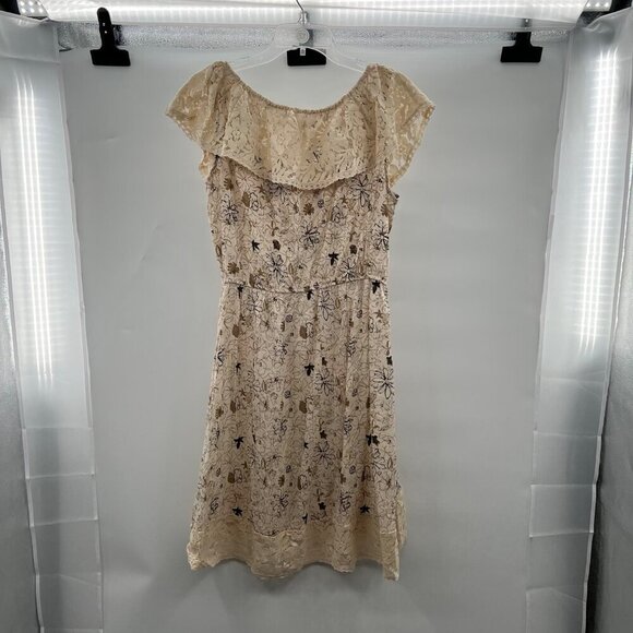 Blue Bird Women's Scoop Neck Floral Lace A-Line Dress Cream/Multi Size Large - Picture 7 of 9